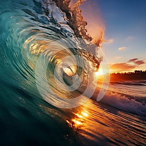 Huge breaking wave crashing in ocean