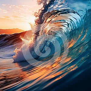 Huge breaking wave crashing in ocean