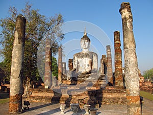 Huge Buddha statue Sukhothai Historical Park in Thailand