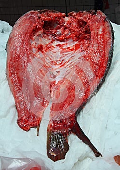 Huge butchered fish on sale in the market