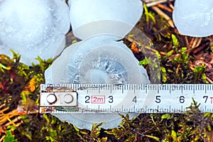 Huge 5 centimeters of hailstone in Lithuania, Europe