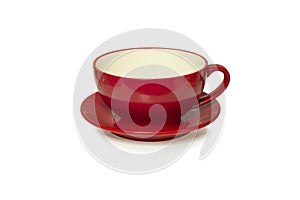huge ceramic red tea cup isolated on white