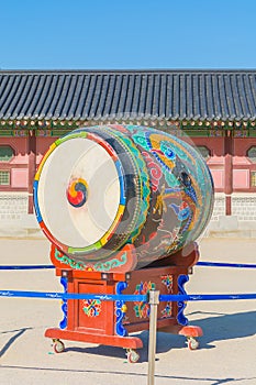 Huge ceremonial drum at Gyeongbokgung Palace