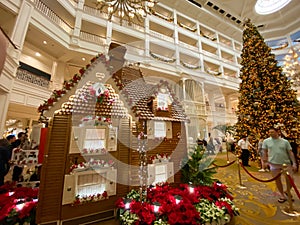 The huge Christmas Gingerbread House at the  Grand Floridian Resort Hotel at Disney World
