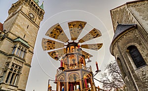 Huge Christmas pyramide at the Christmas market in Braunschweig