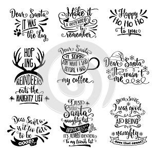 Huge Christmas quotes collection isolated on white. Vector