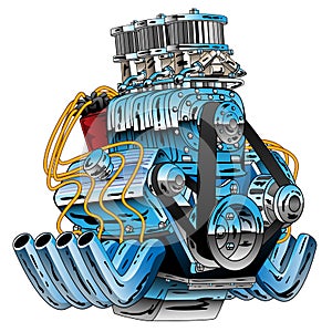 Hot Rod Race Car Dragster Engine Cartoon Vector Illustration photo