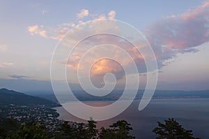 Huge cloud above the Adriatic sea at sunset in Istria Croatia