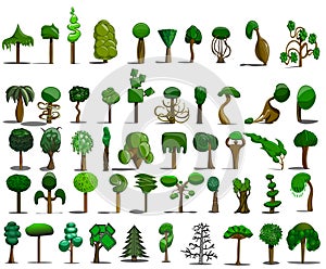 A huge collection consists of trees of different shapes and types. photo