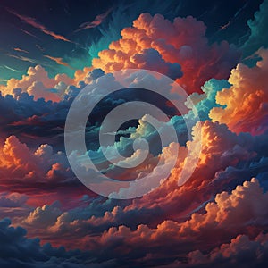 A huge colorful painting of the sky and cloud