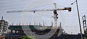Huge Construction Crane and building background