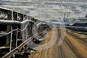 Huge conveyor belt in open coast coal mine