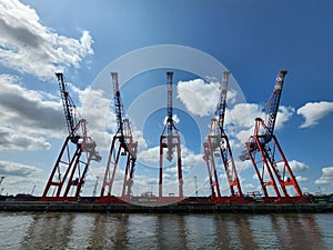Huge cranes in Hamburg port
