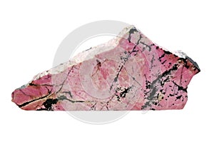 Huge crude rhodonite stone on white background