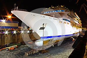 Huge cruise ship at dry dock