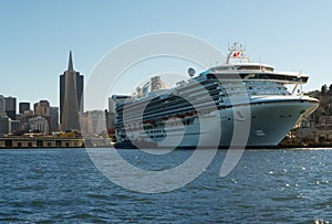 Huge cruise ship moored in San Francisco