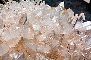 Huge crystal of colorless gemstone quarts, geology mineral background