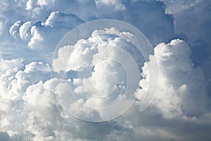 A huge cumulus and cumulonimbus clouds conglomeration