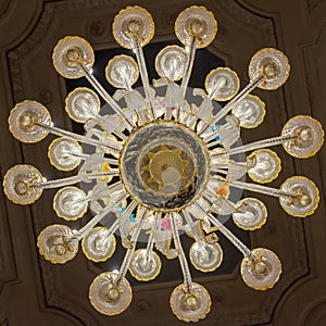 A Huge Decorated Glass Chandelier Made In murano, Near Venice, In Italy