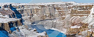 Huge deep canyon gigapan covered with snow photo