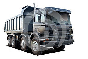 huge dump truck with isolated white background