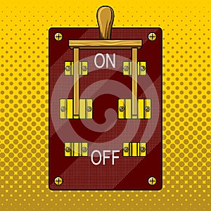 Huge electric knife switch on pop art vector