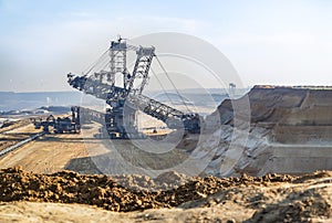 Huge excavator working in coal mine