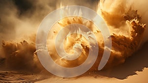 A huge explosion of dust in the desert