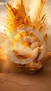 A huge explosion of sand in the desert