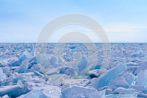 A huge field of hummocks on lake Baikal