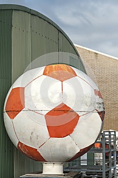 Huge football of plastic place outdoor