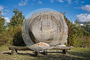 huge foundling, boulder near German town Malente, the stone has the German name Wandhoff-Findling