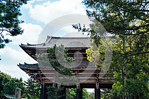 Huge gate of traditional japanese temple