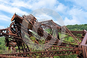 Huge girders of the Kinzua bridge wreckage