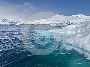 A huge glacier in the southern ocean off the coast of Antarctica, the Antarctic Peninsula, the Southern Arctic Circle