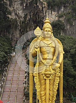 Huge gold statue in Batu caves, Malaysia