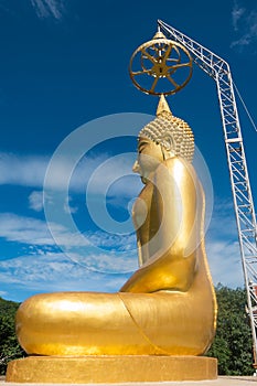 The huge golden Buddha at temple Thailand