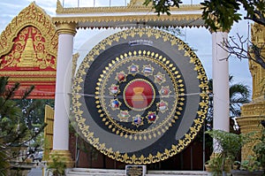 Huge Gong at Wat Ounalom in Phnom Penh