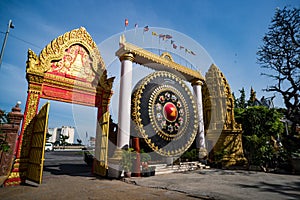 huge Gong at the Wat Ounalom in Phnom Penh, Cambodia