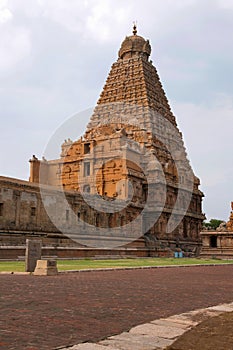 Huge gopura or vimana, Brihadisvara Temple, Tanjore, Tamil Nadu. View from North East.