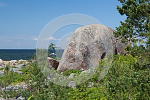 A huge granite boulder