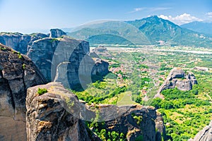 Huge gray rocks Meteors in Greece