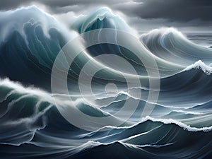huge green shore break wave dramatic background