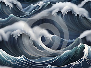 huge green shore break wave dramatic background