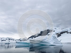 A huge high breakaway glacier in the southern ocean off the coast of Antarctica, the Antarctic Peninsula, the Southern