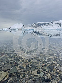 A huge high breakaway glacier in the southern ocean off the coast of Antarctica, the Antarctic Peninsula, the Southern