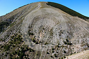 A huge hill above the old Bosnian village of Lukomir, which is quite devoid of vegetation due to soil erosion