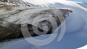 A huge ice wave froze in the mountains