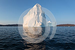 Huge icebergs of different forms in the Disko Bay, West Greenland. Their source is by the Jakobshavn glacier. Greenland