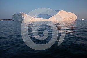 Huge icebergs of different forms in the Disko Bay, West Greenland. Their source is by the Jakobshavn glacier. Greenland